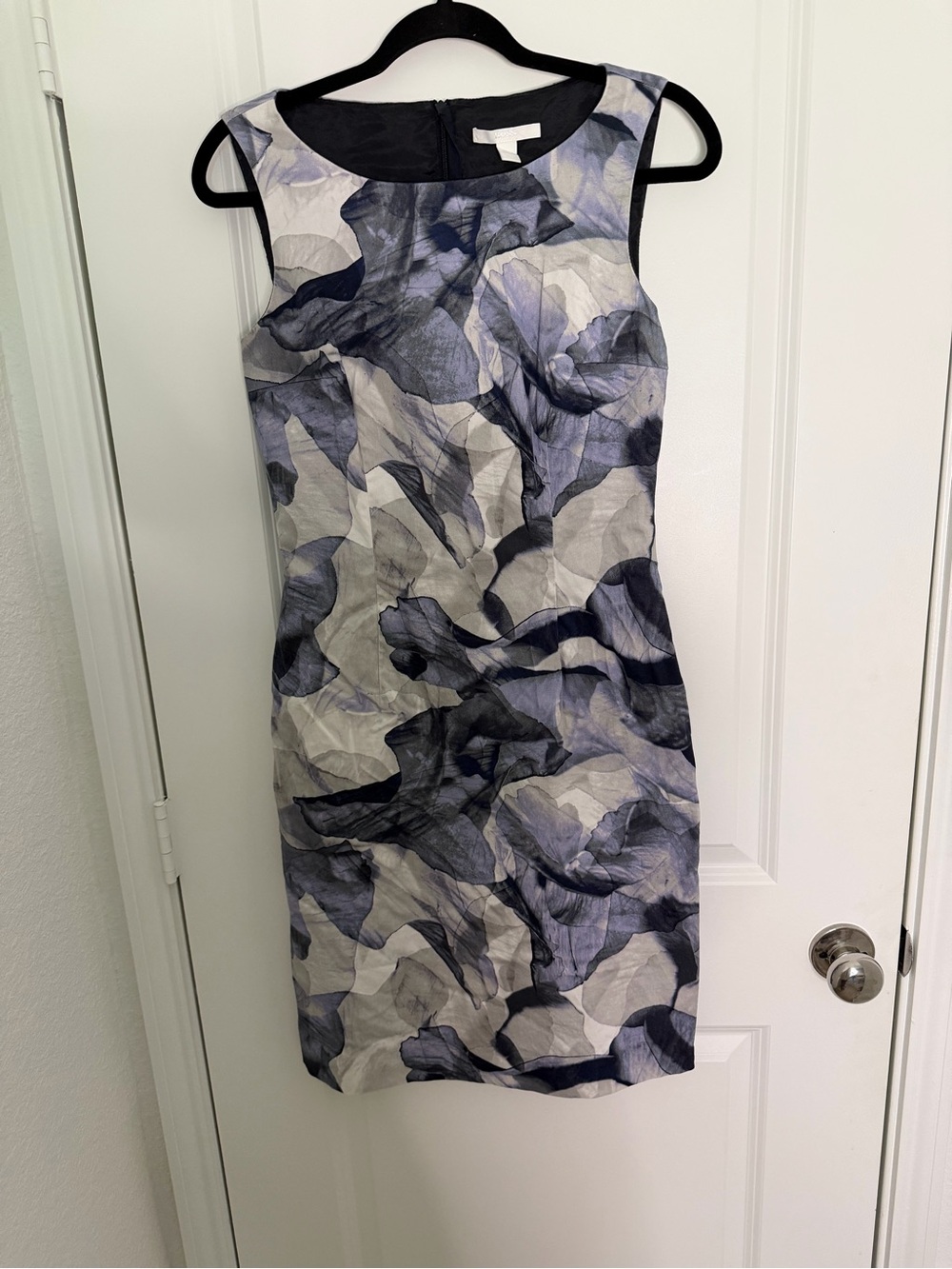Boss Floral-Print Sleeveless Midi Dress in Blue and Gray